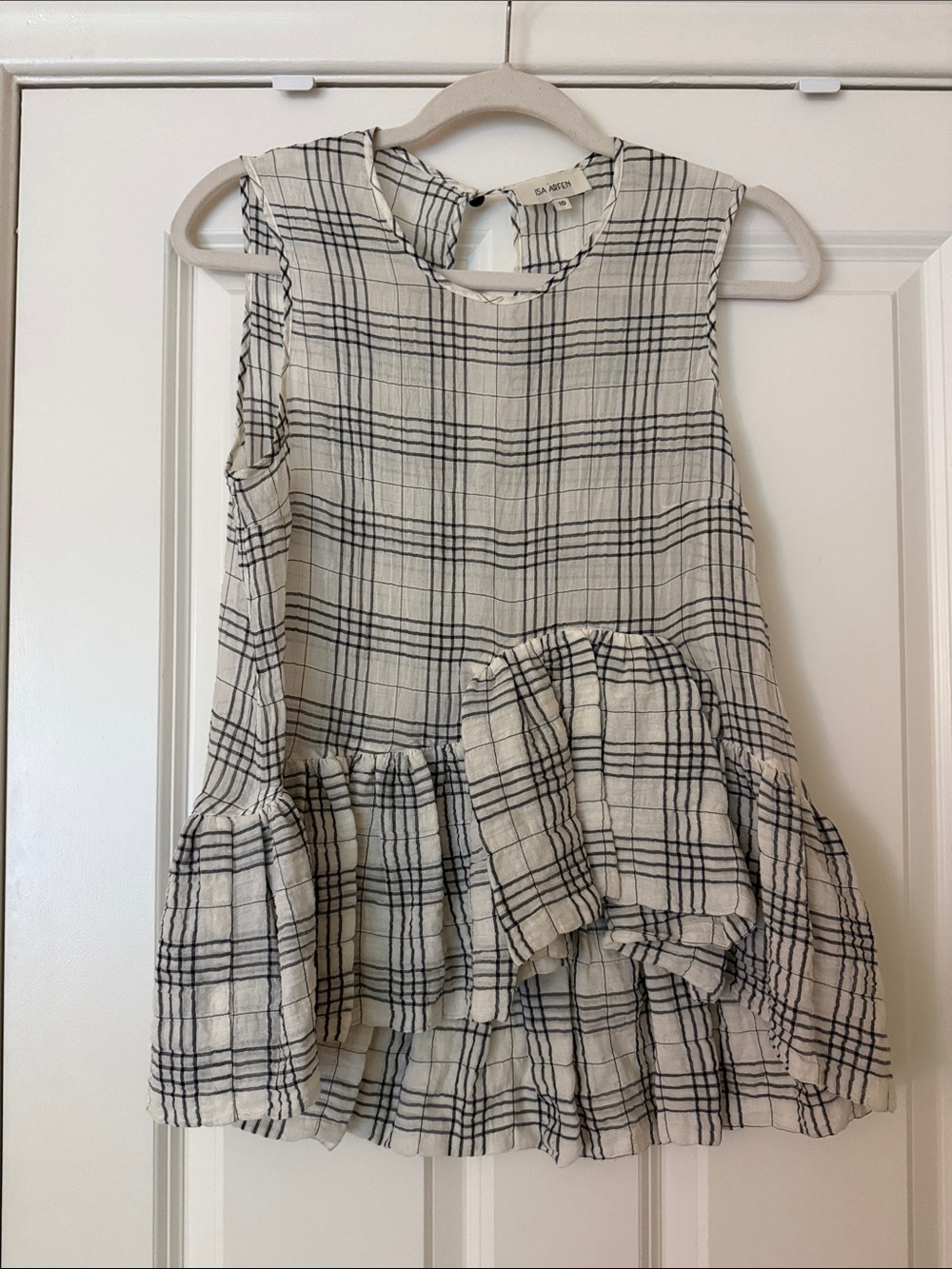 Isa Arfen Peplum Plaid Blouse